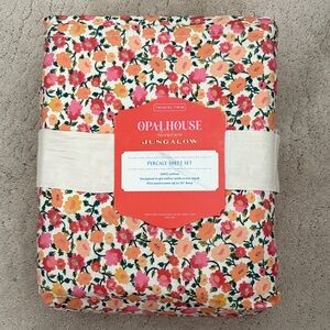 Opalhouse Floral Percale Sheet Set - Pink and Orange